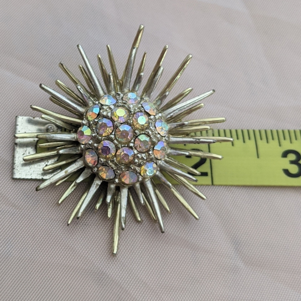 Vintage silver & Aurora Rhinestone brooch - Picture 3 of 3